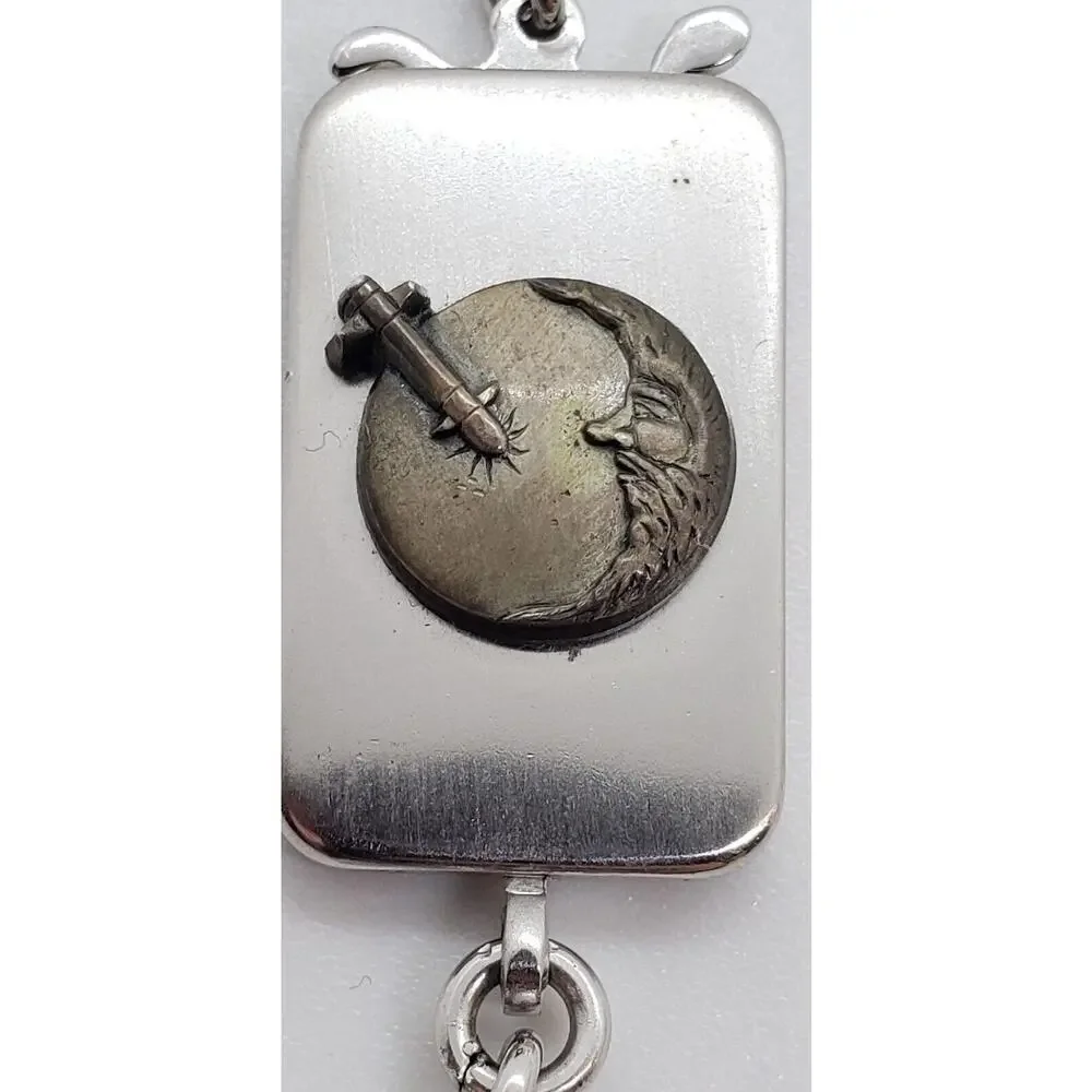 Vintage Keychain Moon Landing Space rocket 60s 70s Anson Twin lock Comical FOB